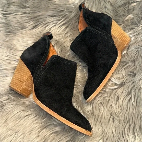 Jeffrey Campbell Rosalee Black Oiled Suede Ankle Boot Booties Size 8.5 - Picture 3 of 12